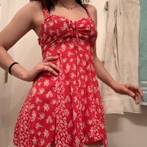 Red free people fit and flare dress